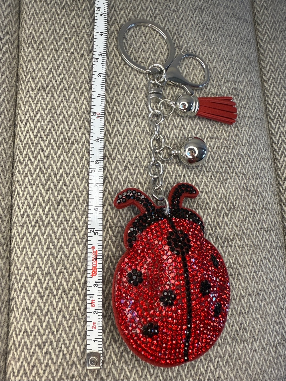 Red Ladybug Crystal Keychain Bag Charm - Picture 12 of 13